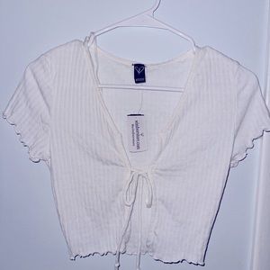 Windsor short sleeve tie in the front crop top